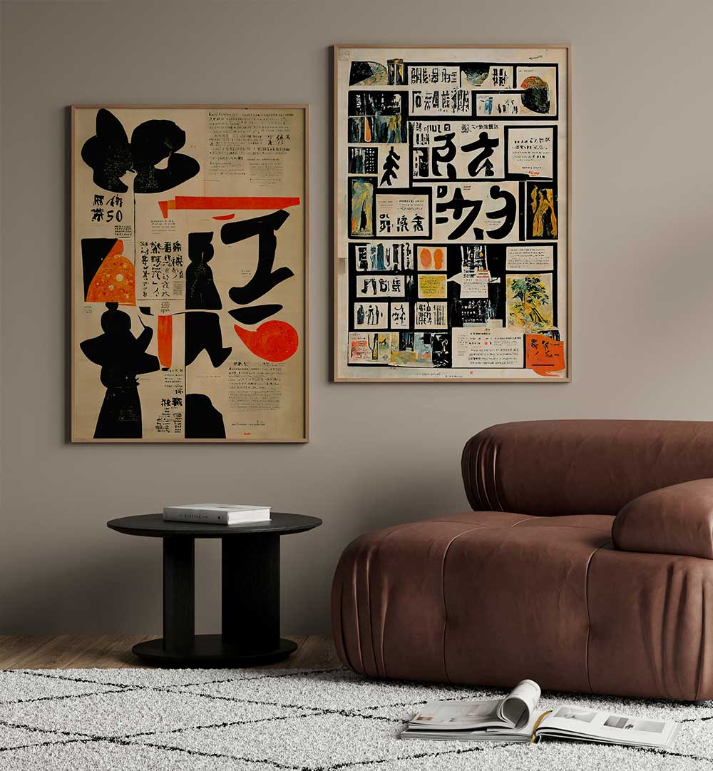 GRAPHIC DIALOGUES SET , SET OF 2 PAINTINGS