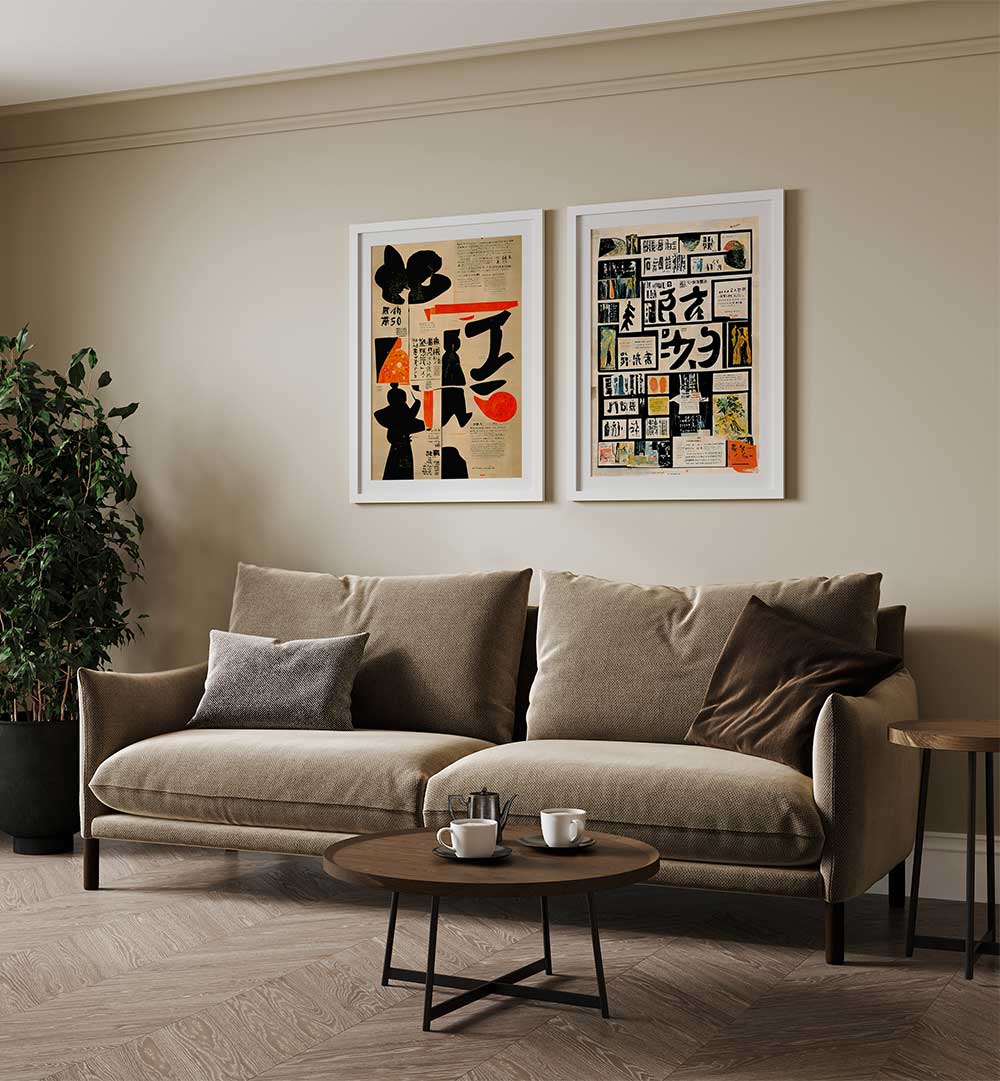 GRAPHIC DIALOGUES SET , SET OF 2 PAINTINGS