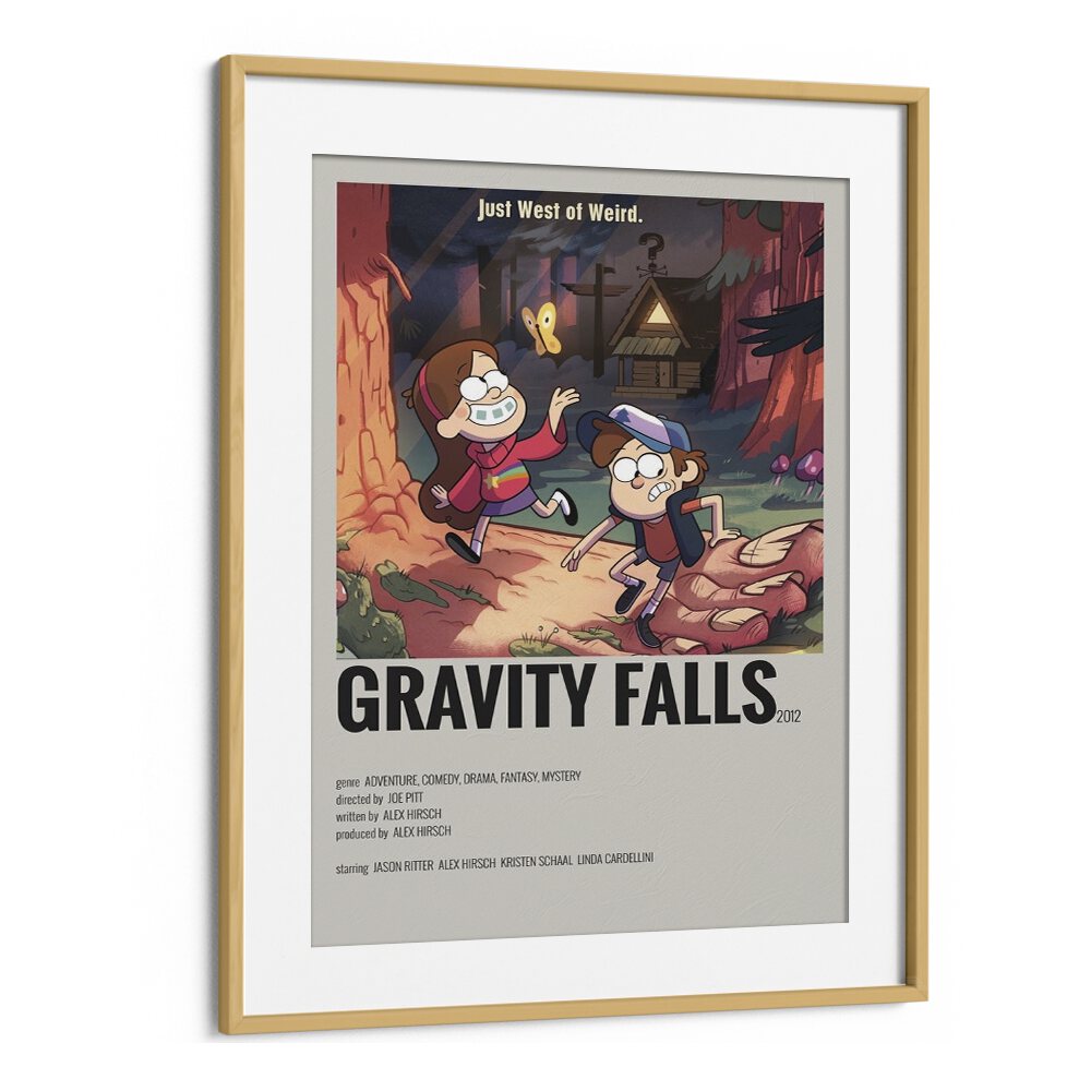 Gravity Falls Movie Posters in Oak Wood Frame With Mount