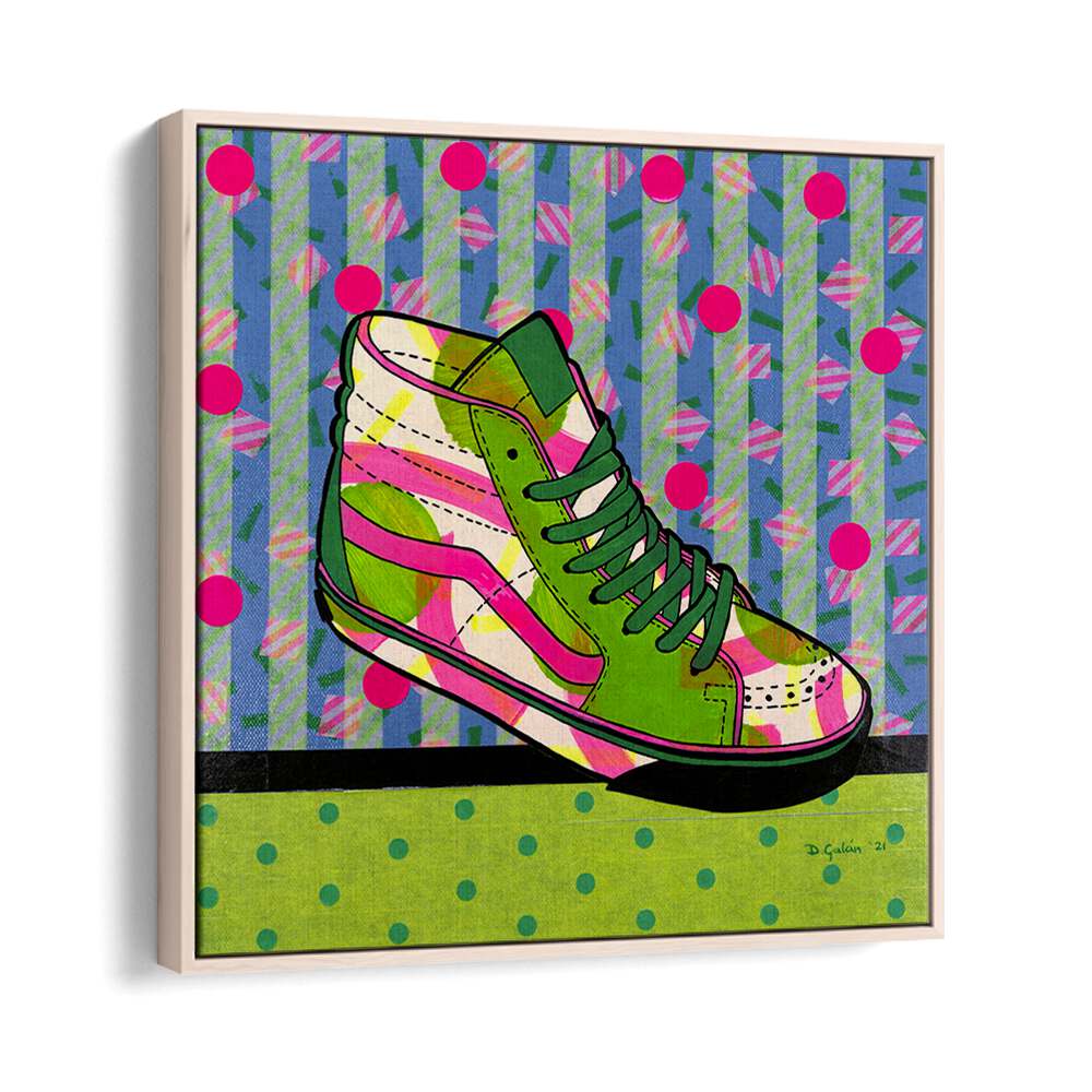 Green Fantasy Pop Art Paintings Pop Art Prints in Oak Wood Floater Frame