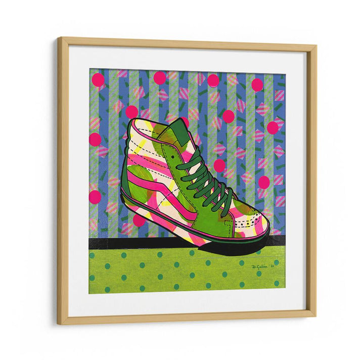 Green Fantasy Pop Art Paintings Pop Art Prints in Oak Wood Frame With Mount