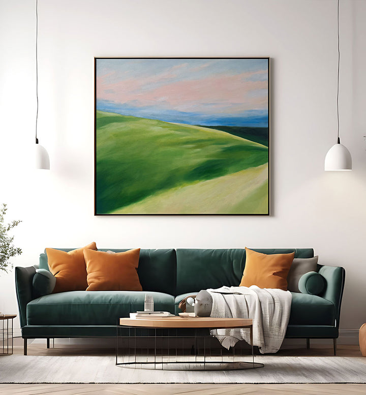 GREEN HILLS AND PATH , LANDSCAPE PAINTINGS