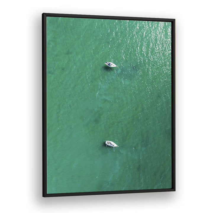 Green Jewel Tropics Beach Prints Coastal Wall Art in Black Plain Frame