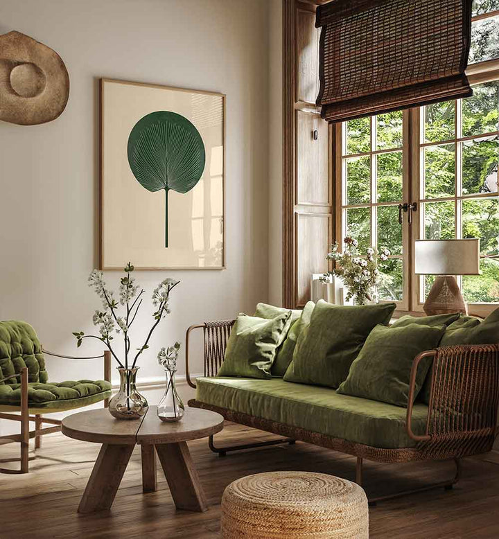 GREEN PALM LEAF , FLORAL FLOWER PAINTINGS