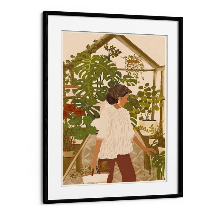 Greenhouse By Andi Bell Botanical Art Prints in Black Frame With Mount