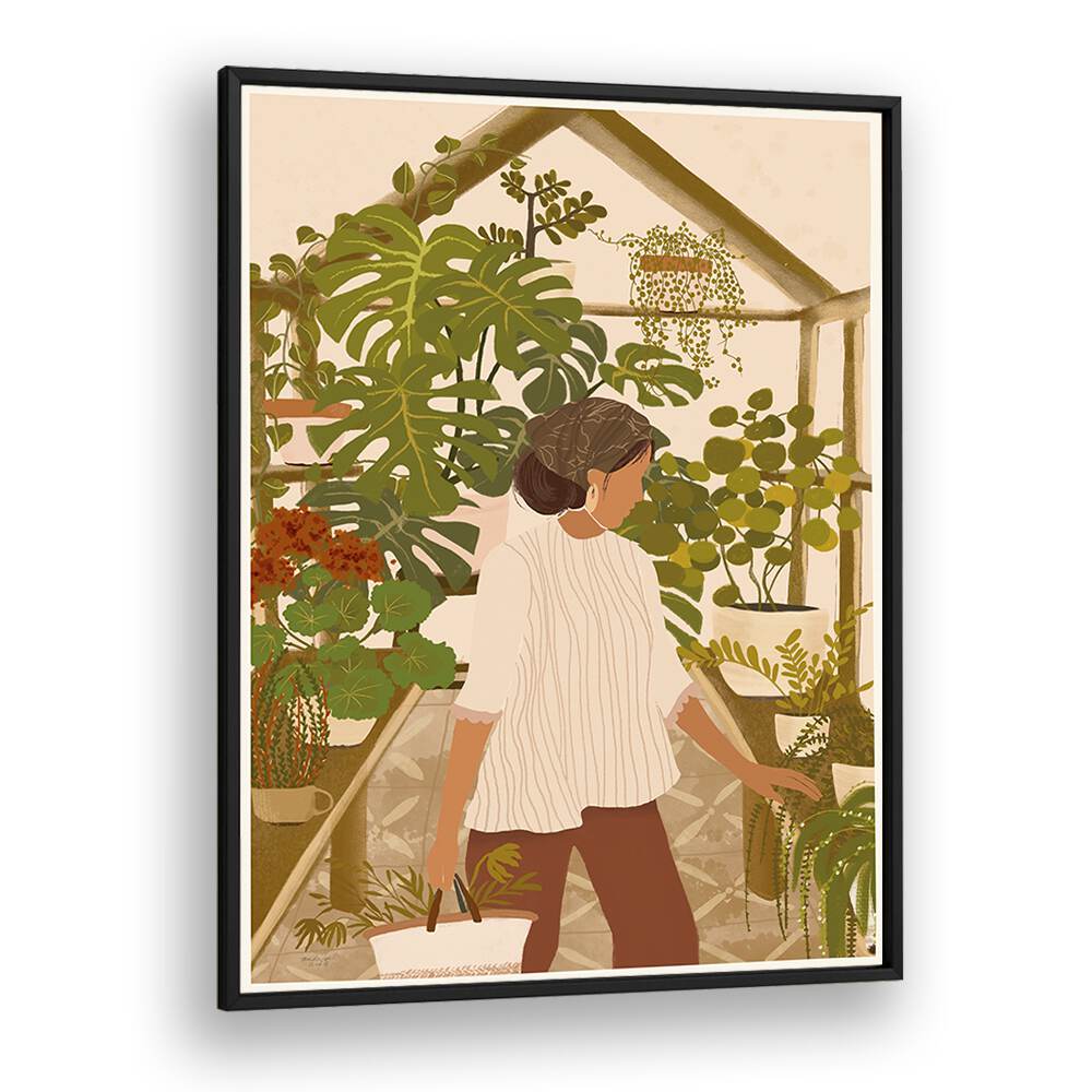 Greenhouse By Andi Bell Botanical Art Prints in Black Plain Frame