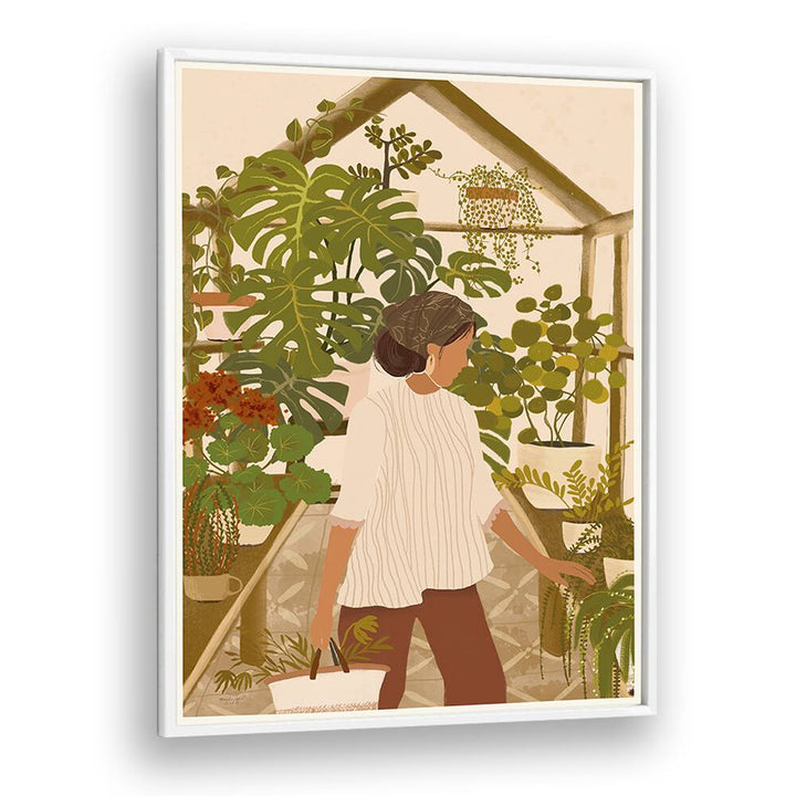 Greenhouse By Andi Bell Botanical Art Prints in White Plain Frame