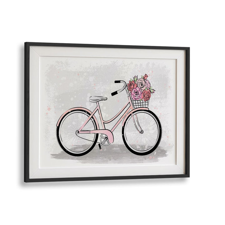 Grey Bike by Martina Fashion Paintings Fashion Posters in Black Frame With Mount