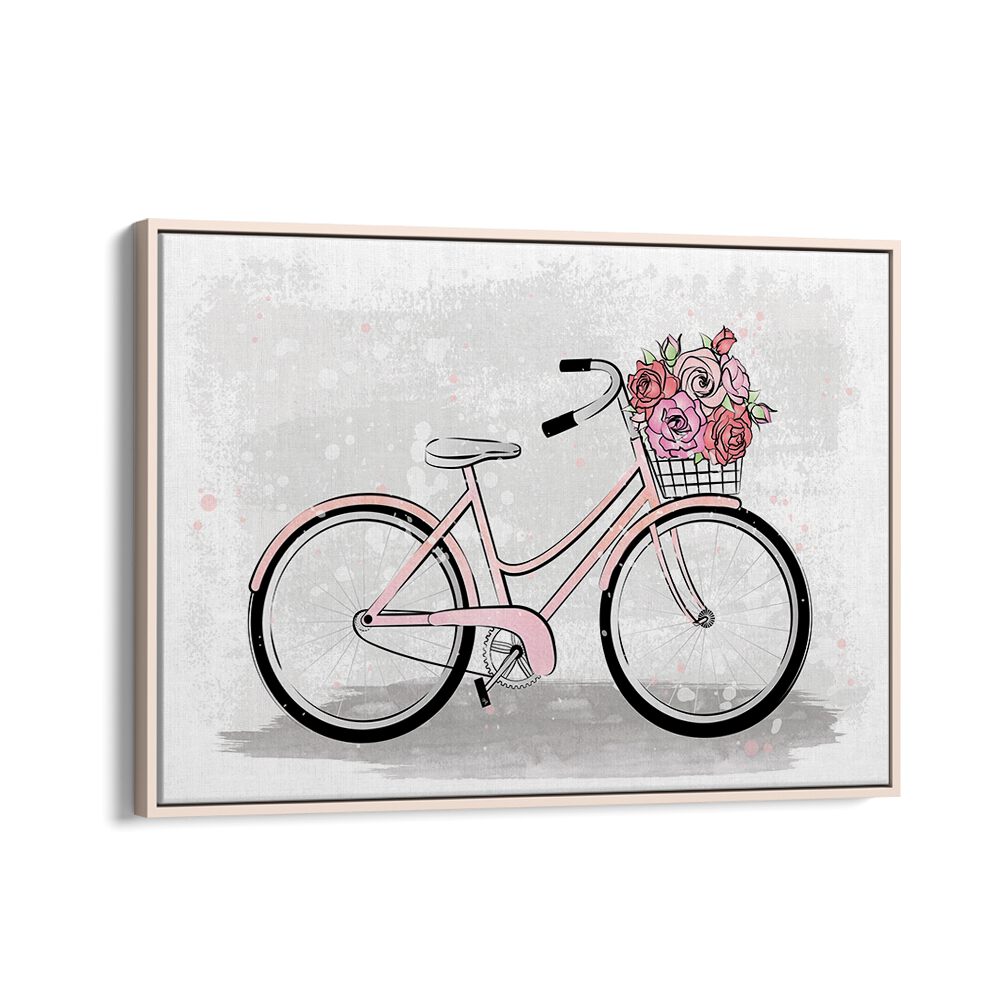 Grey Bike by Martina Fashion Paintings Fashion Posters in Oak Wood Floater Frame