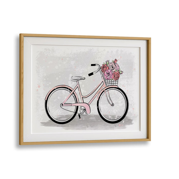 Grey Bike by Martina Fashion Paintings Fashion Posters in Oak Wood Frame With Mount