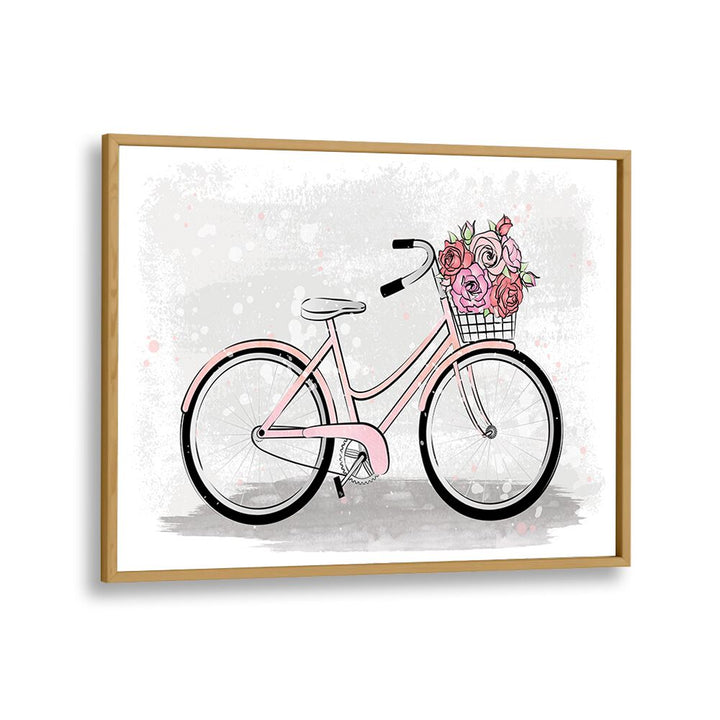 Grey Bike by Martina Fashion Paintings Fashion Posters in Oak Wood Plain Frame