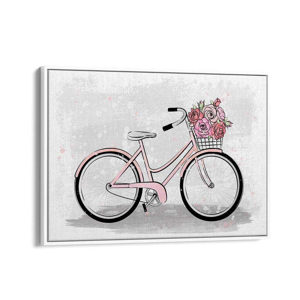 Grey Bike by Martina Fashion Paintings Fashion Posters in White Floater Frame