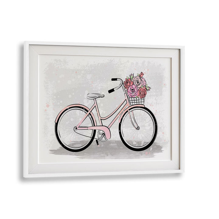 Grey Bike by Martina Fashion Paintings Fashion Posters in White Frame With Mount