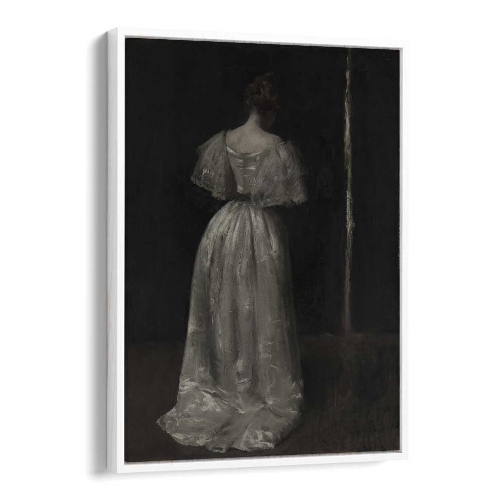 Grief's Silhouette The Weeping Women Gothic Art Prints in White Floater Frame