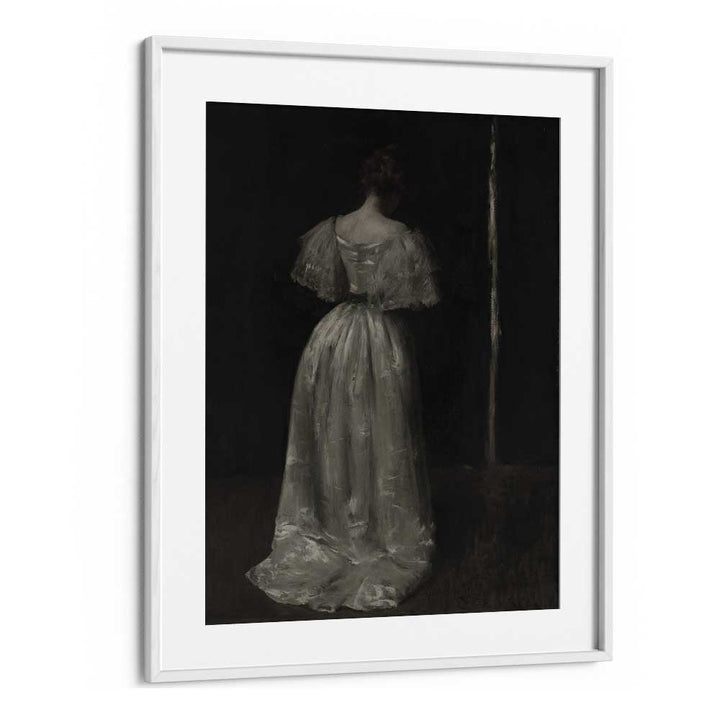 Grief's Silhouette The Weeping Women Gothic Art Prints in White Frame With Mount