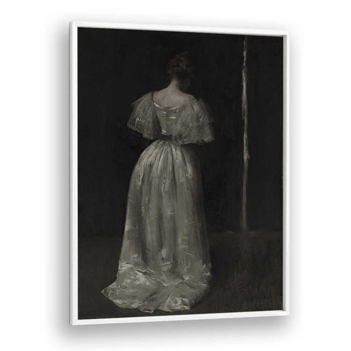 Grief's Silhouette The Weeping Women Gothic Art Prints in White Plain Frame