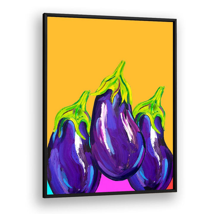 Groovy Aubergines by Alice Straker Kitchen Posters Kitchen Art Prints in Black Plain Frame