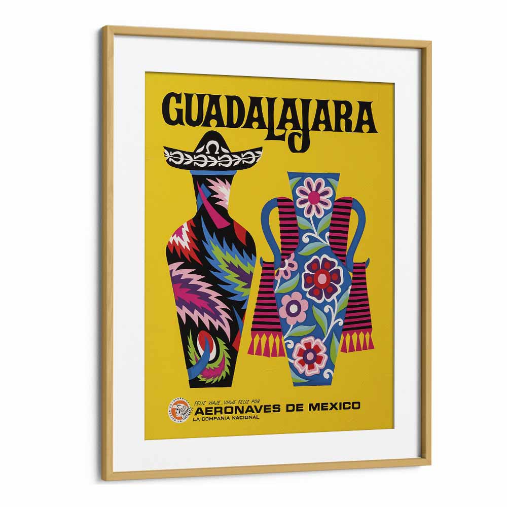 Guadalajara-Mexico  Travel Posters in Oak Wood Frame With Mount