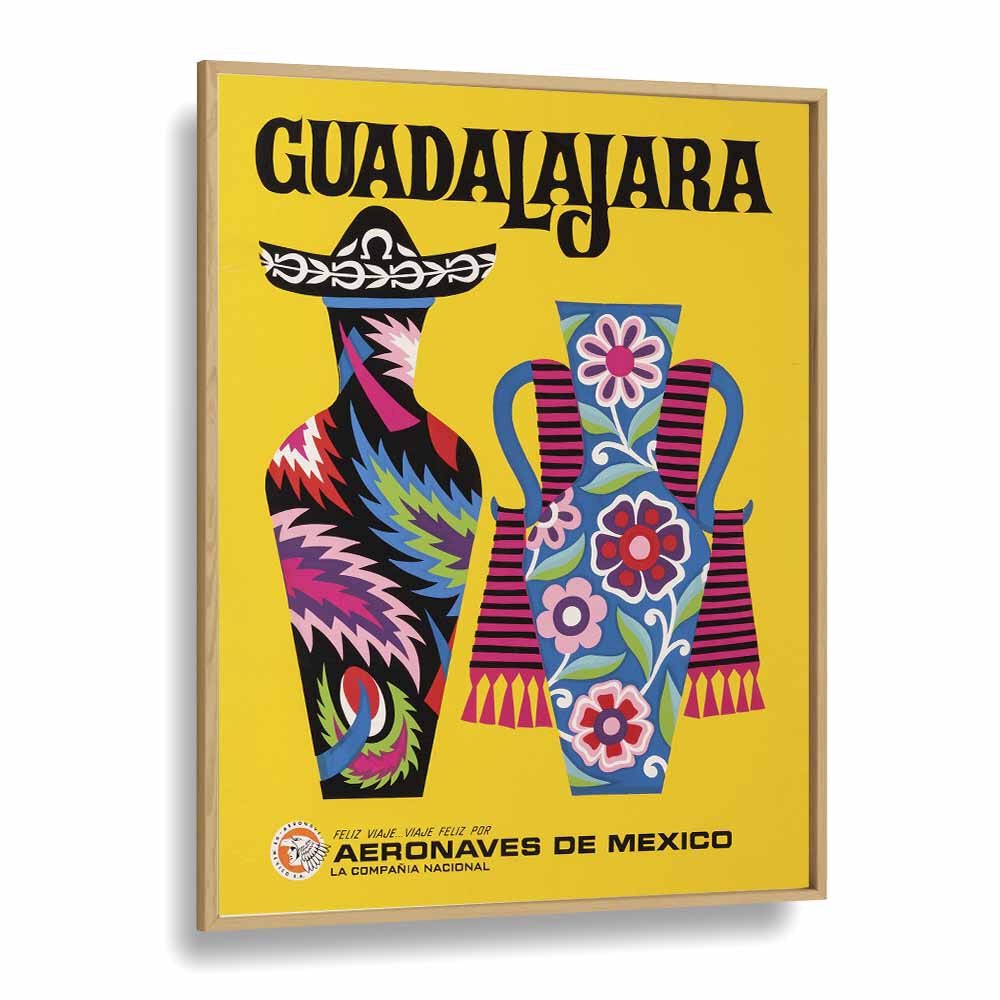 Guadalajara-Mexico  Travel Posters in Oak Wood Plain Frame