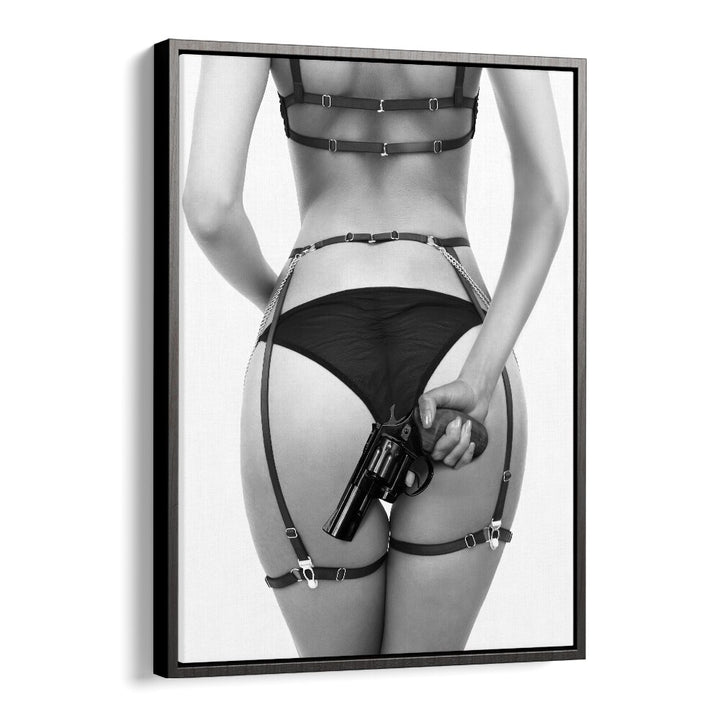 Gun by David Drake Fine Art Photography Fashion Photography in Black Floater Frame