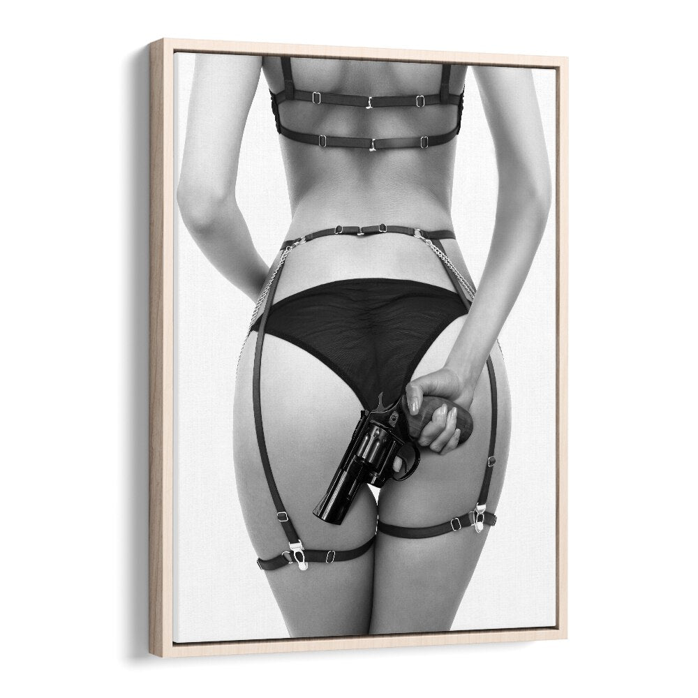 Gun by David Drake Fine Art Photography Fashion Photography in Oak Wood Floater Frame