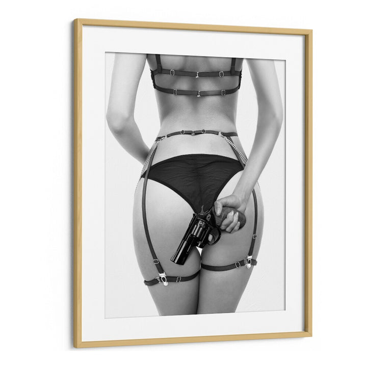 Gun by David Drake Fine Art Photography Fashion Photography in Oak Wood Frame With Mount