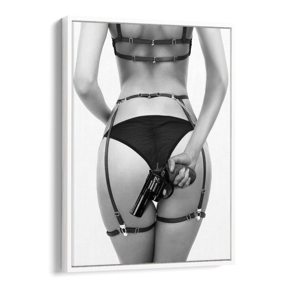 Gun by David Drake Fine Art Photography Fashion Photography in White Floater Frame