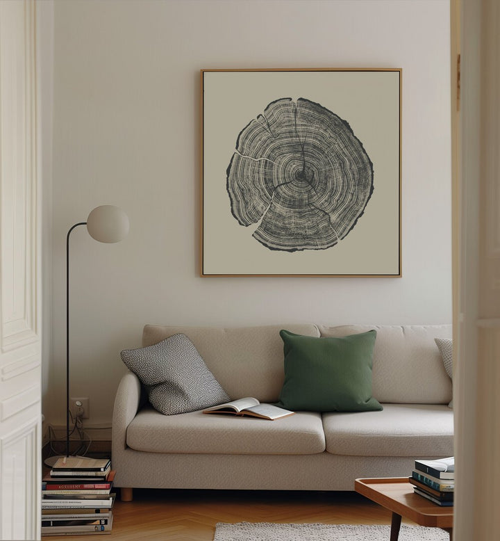 Elegant HAND DRAWN OAK, ABSTRACT PAINTINGS enhancing a modern living room with nature-inspired artistry.