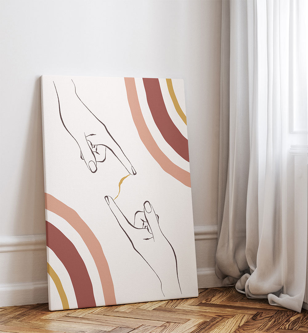 HANDS CONNECT , BOHO ART PAINTINGS