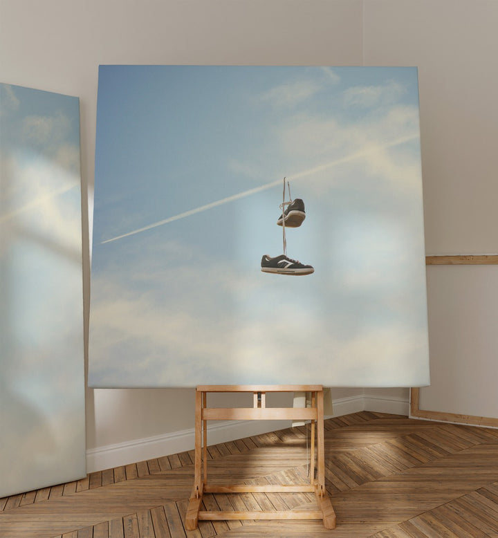 Hang N There Surreal Surreal Art Painting Artwork in gallery wrap beside a artwork