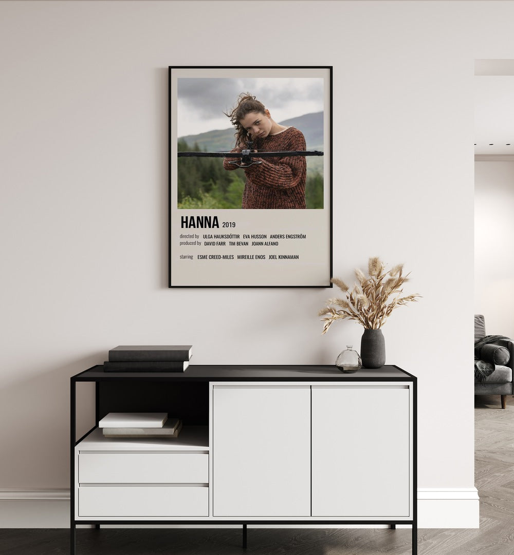 HANNA 2019 MOVIE POSTERS in Black Plain Frame hanging on wall above study table