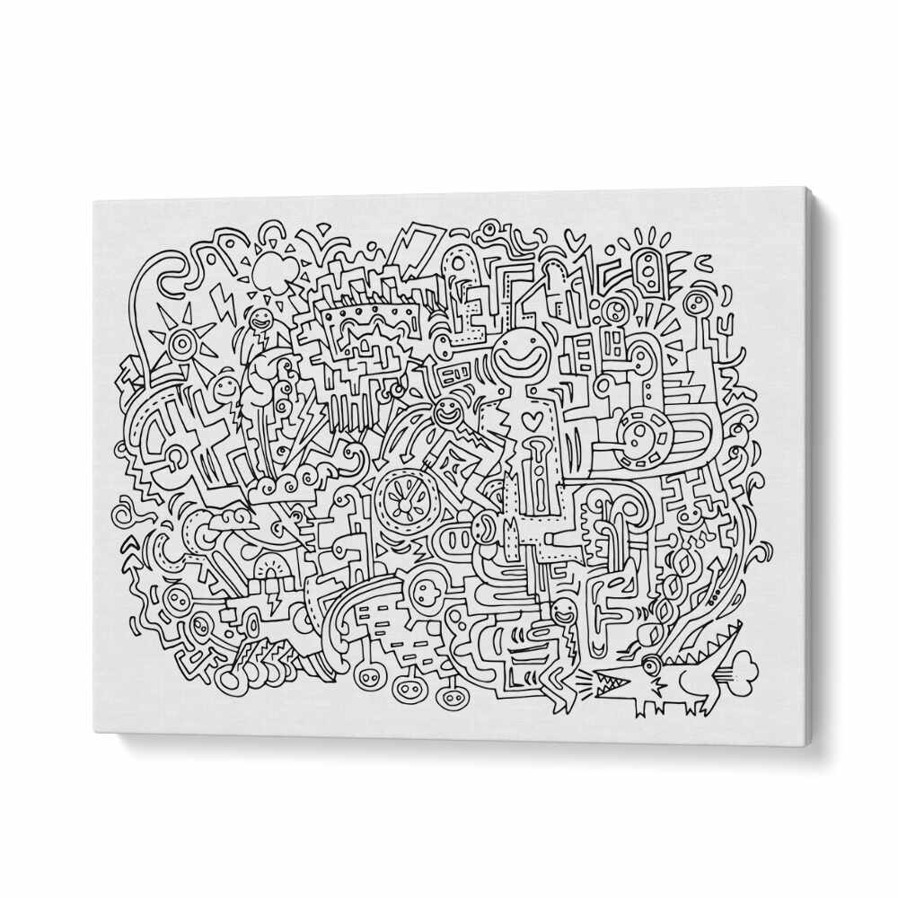 Happy Face Doodle Art Artwork in Gallery Wrap