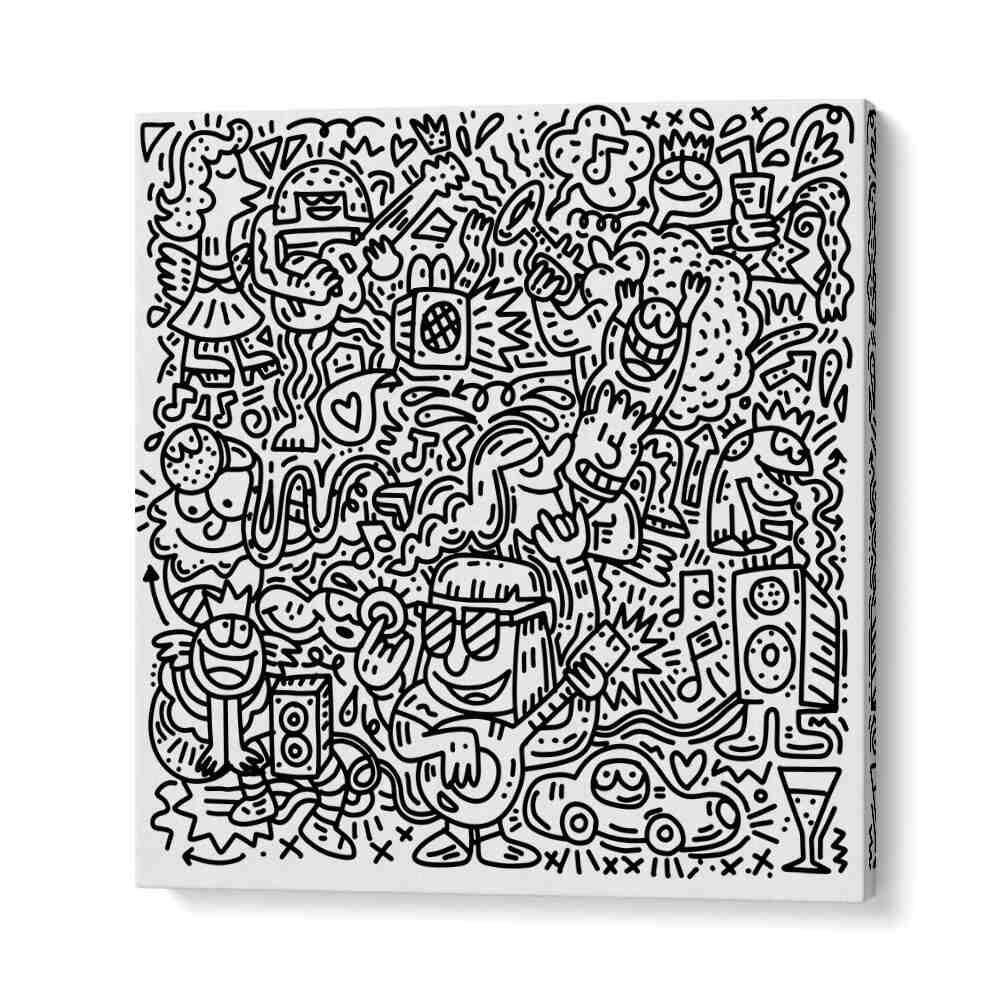 Happy Hippie Doodle Doodle Art Artwork in Gallery Wrap