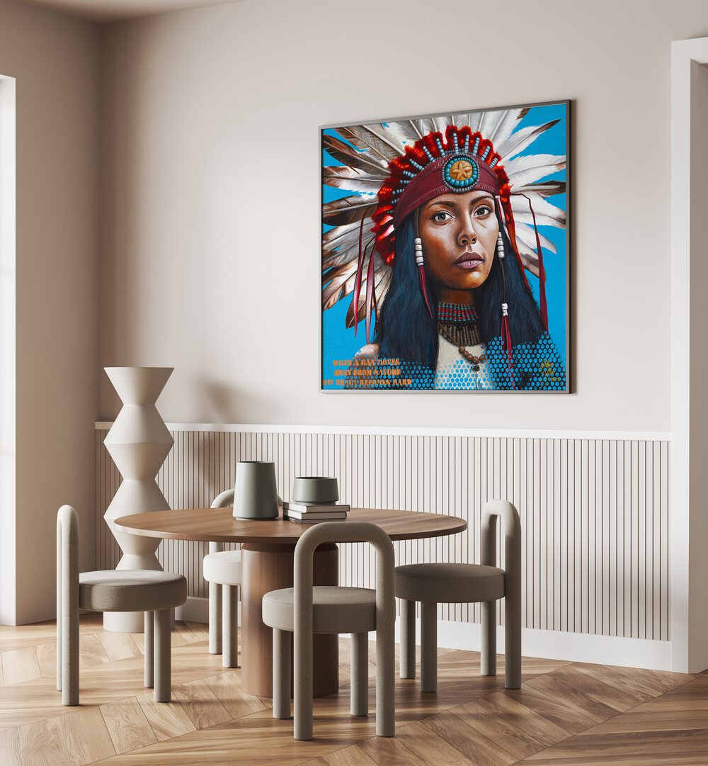 Hard Heart By Christian Beijer Red Indians Art ArtWork placed on a wall