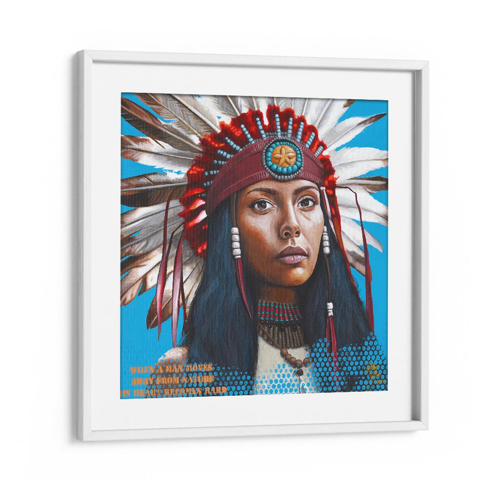 Hard Heart By Christian Beijer Red Indians Art ArtWork in White frame With Mount