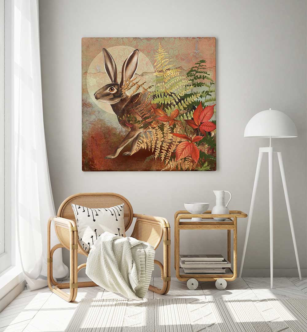 HARE IN FALL , ANIMAL PAINTINGS