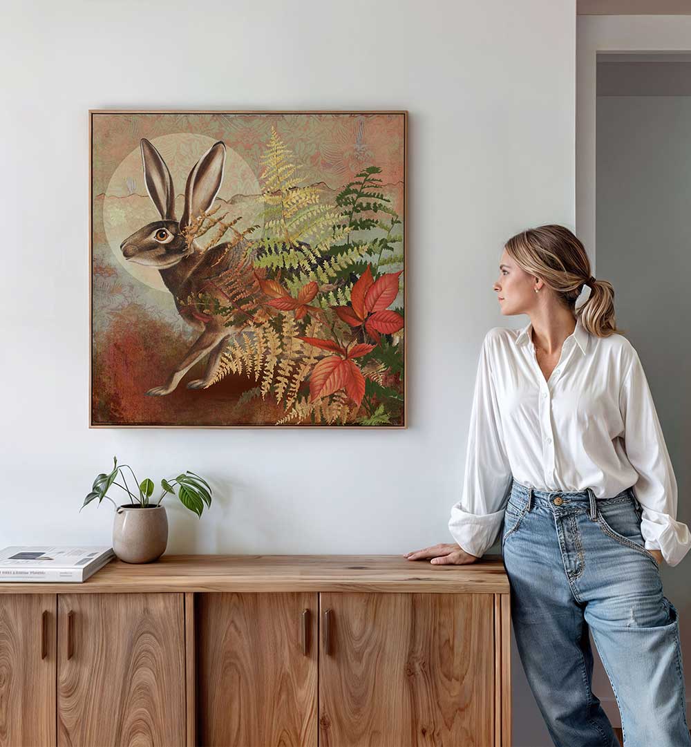 HARE IN FALL , ANIMAL PAINTINGS