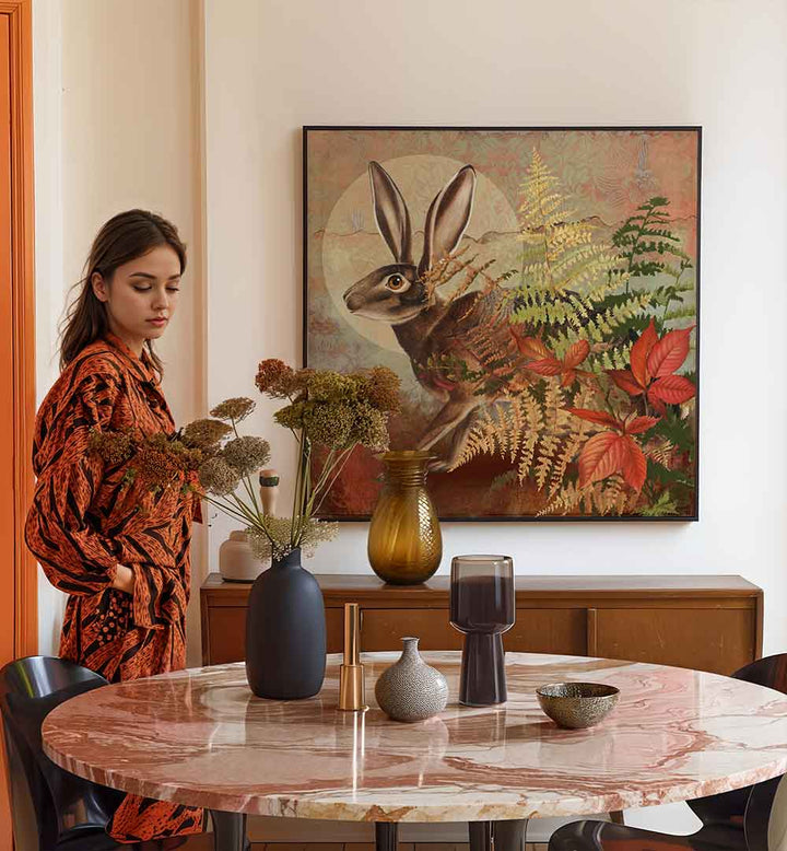 HARE IN FALL , ANIMAL PAINTINGS