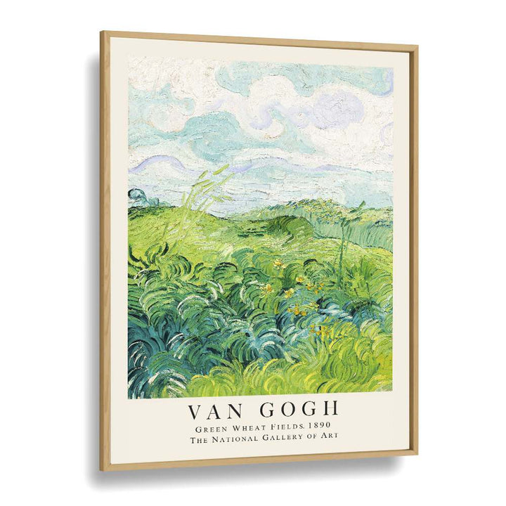 Harmony In Green Van Gogh's Green Wheat Fields, 1890 Vincent Van Gogh art painting Artwork in Oak Wood Plain Frame