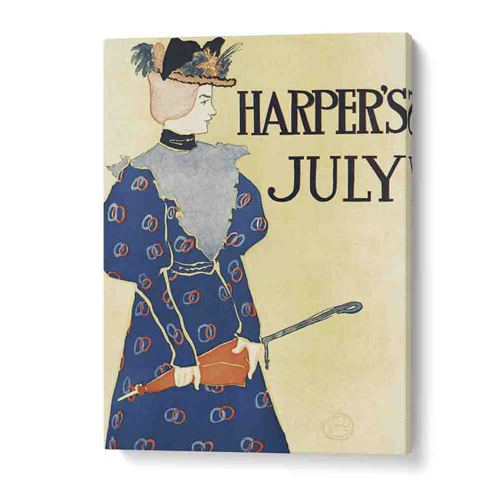 Harper's July (1896), Woman Holding An Umbrella Illustration By Edward Penfield Edward Penfield art painting Artwork in Gallery Wrap