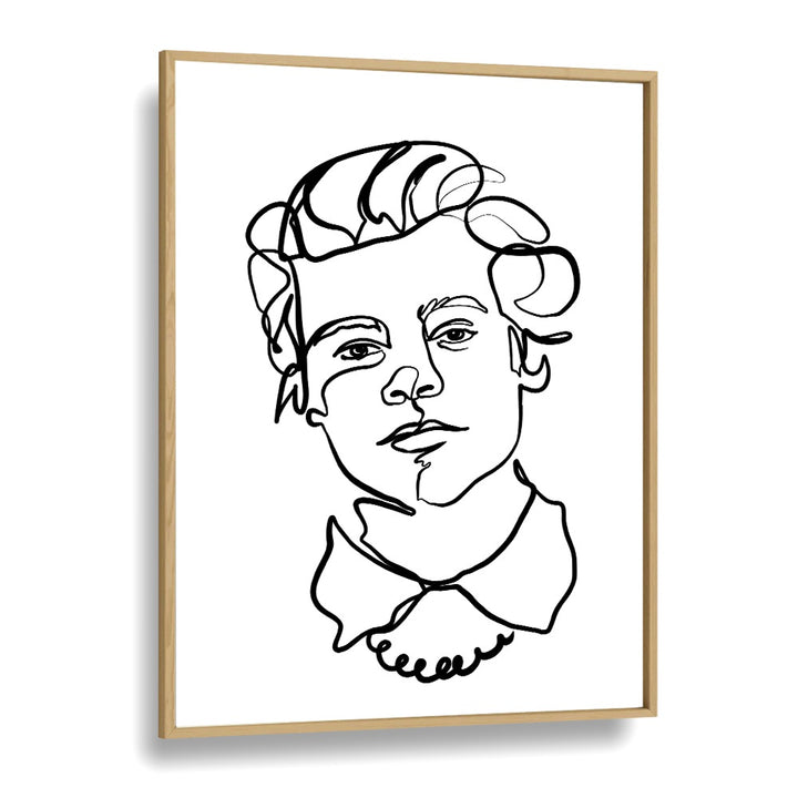 Harry Styles Line Art Artwork in Oak Wood Plain Frame