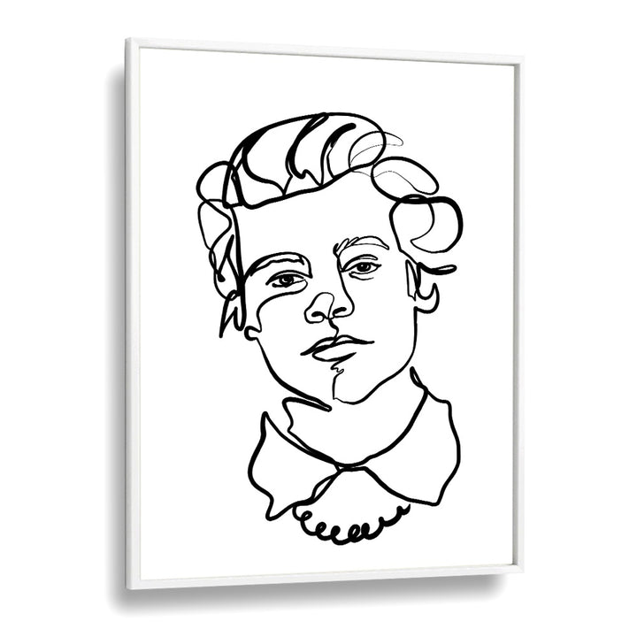 Harry Styles Line Art Artwork in White Plain Frame