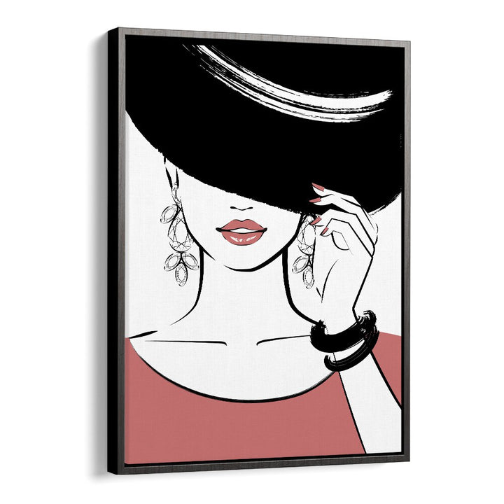 Hat Girl Fashion Art Artwork in Black Frame With Mount
