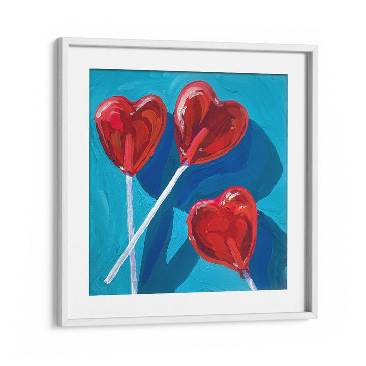 Heart Lollipops By Key And Sea Creative Fashion Art Artwork in White Frame With Mount