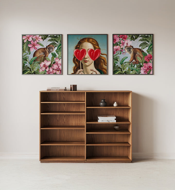 HEART-EYED MUSE SET , SET OF 3 PAINTINGS