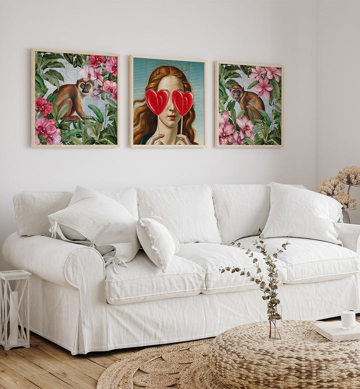 HEART-EYED MUSE SET , SET OF 3 PAINTINGS