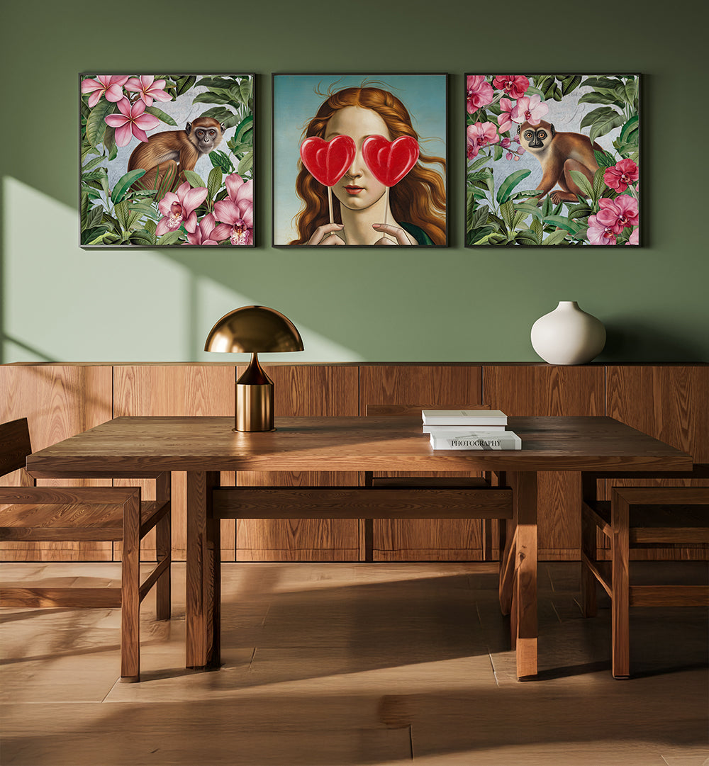 HEART-EYED MUSE SET , SET OF 3 PAINTINGS