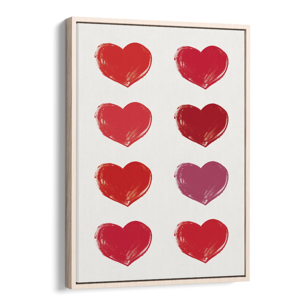 Hearts Fashion Art Artwork in Oak Wood Floater Frame
