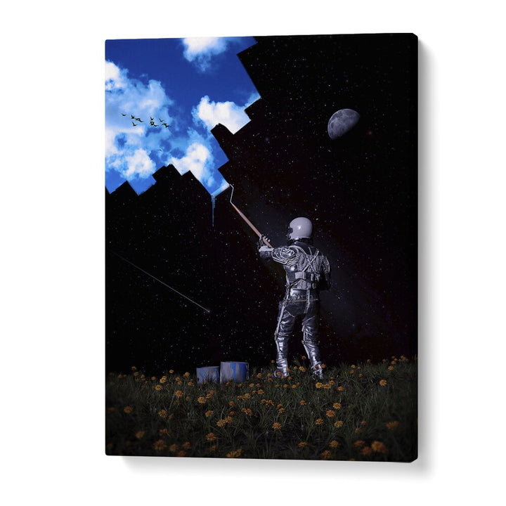 Hello Blue Sky By Francis Minoza Astronaut & Nasa Paintings, Space Art Prints Artwork in Gallery Wrap
