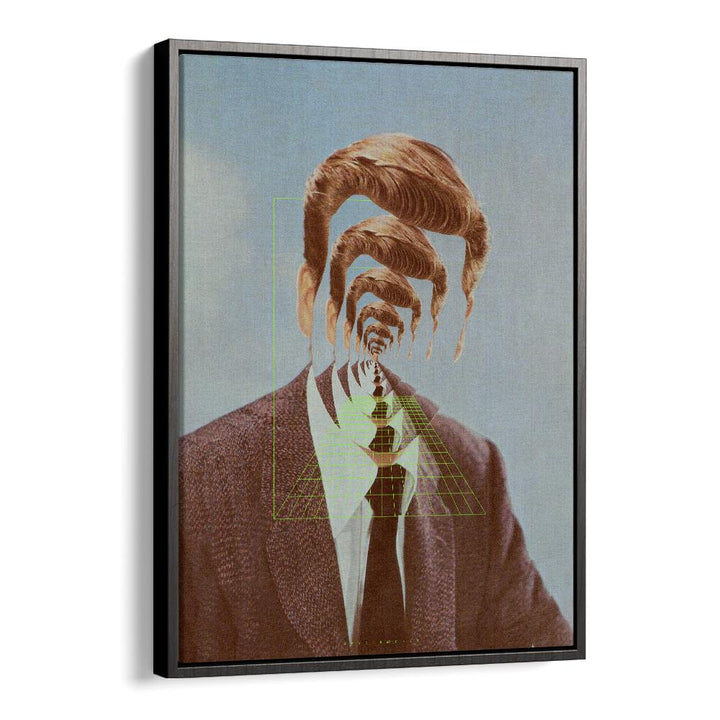 Hello M  Surreal Painting Artwork in Black Floater Frame